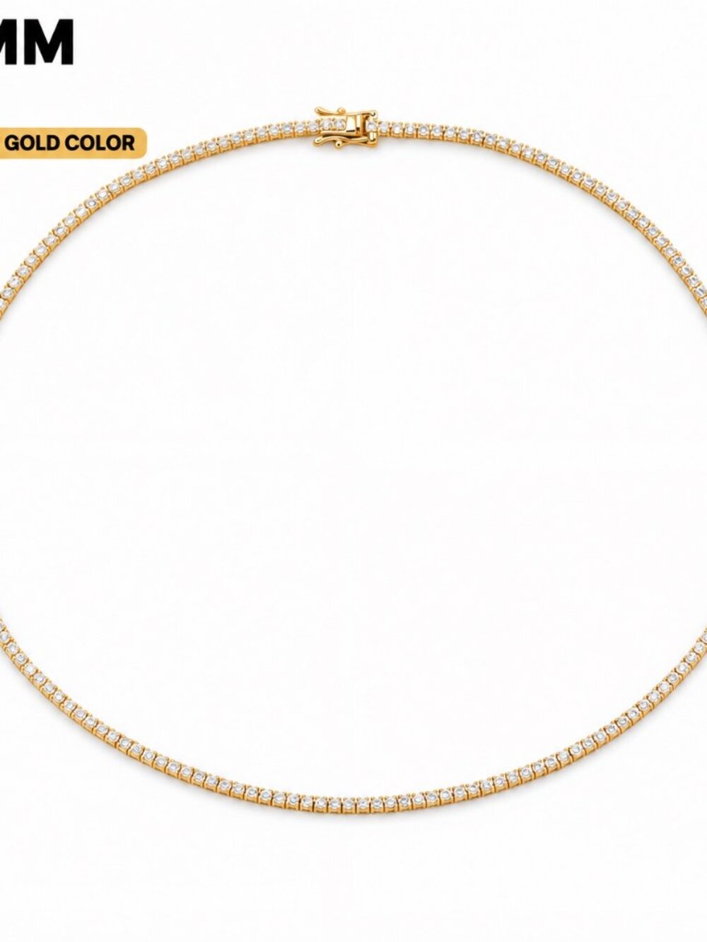 LEKANI 2mm Moissanite Tennis Necklace S925 Gold 18 in